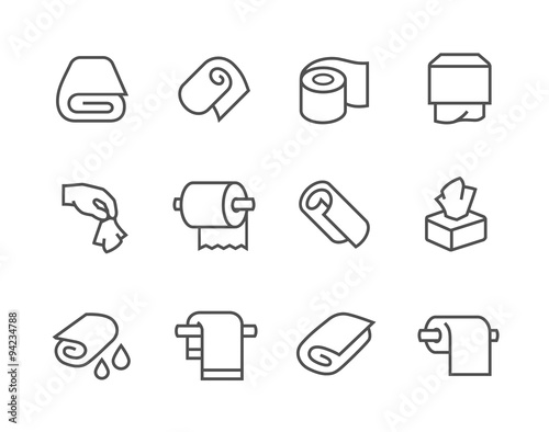 Lined Towels and Napkins Icons