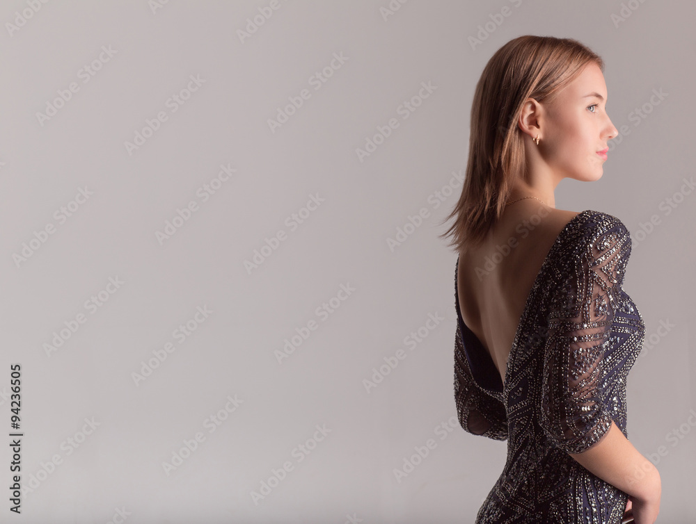 Obraz premium beautiful girl in sexy open back dress