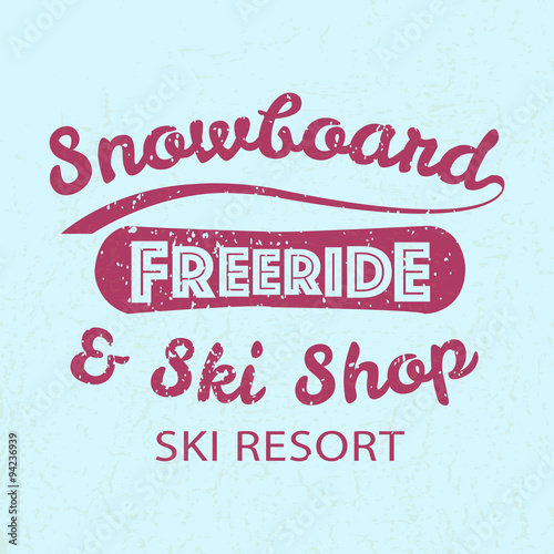 Snowboarding typography icon, logotype and badge st