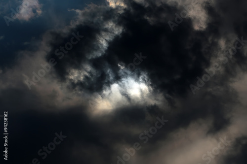 Sun screened by dark clouds