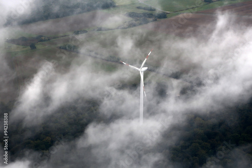 Windfarm landscape view from sky