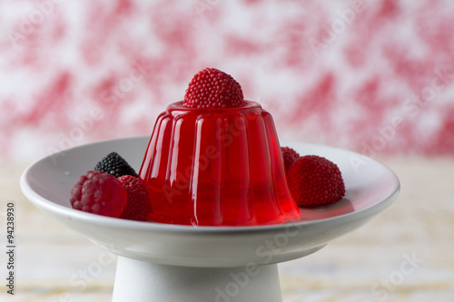 Red Cherry Gelatin Dessert Homemade photo