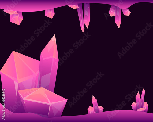 Mysterious cave with magical crystals