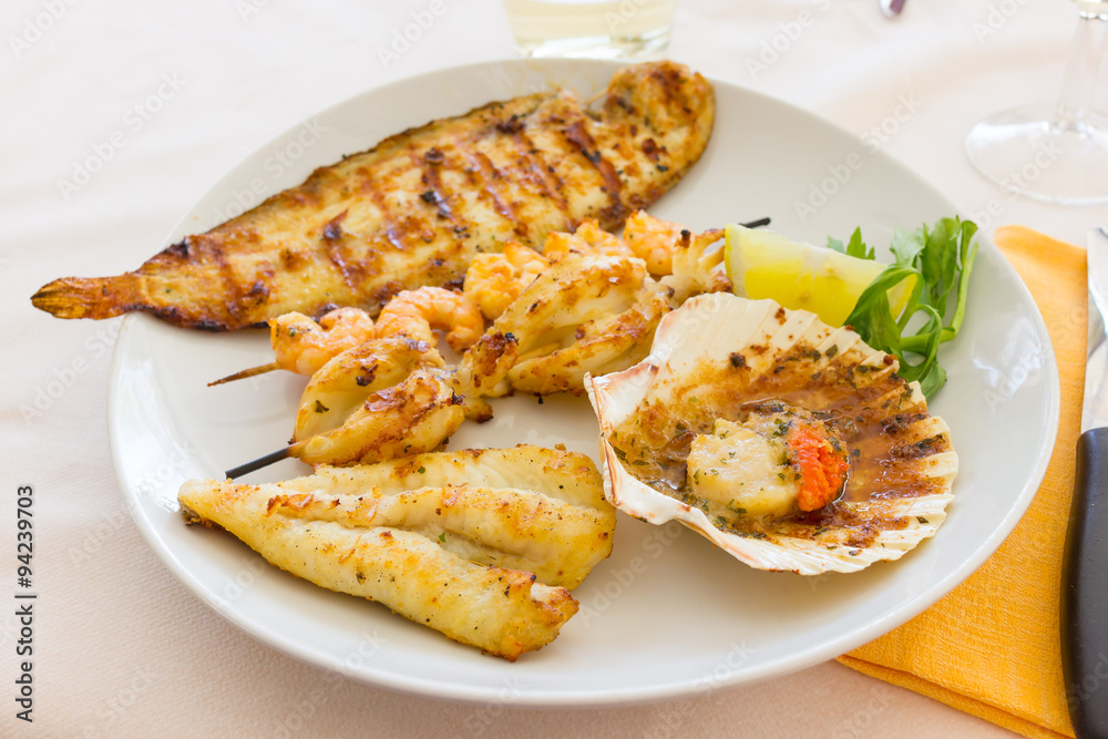 Plate of mixed fish