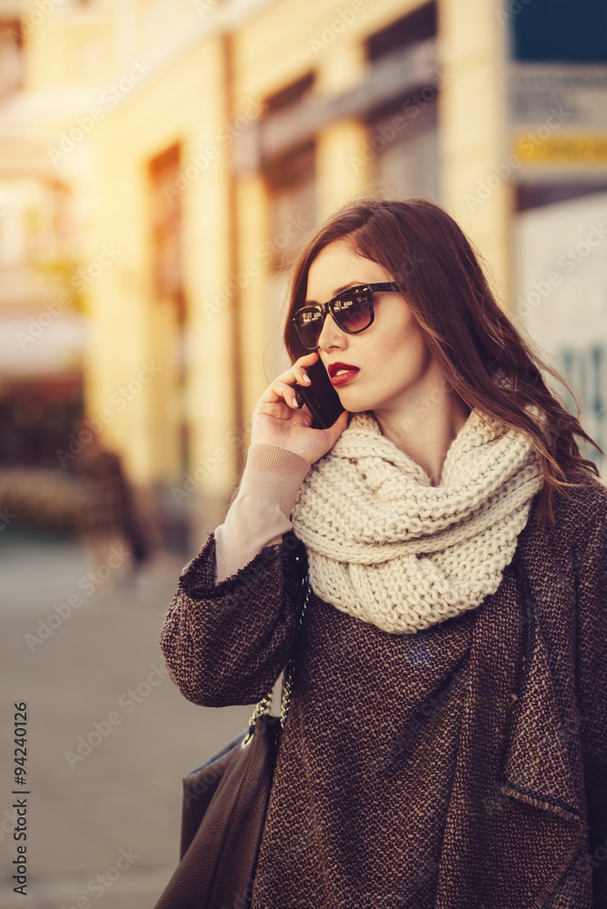 Woman talking on phone outdoor