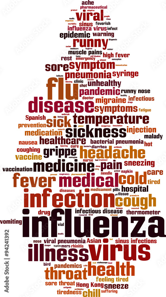 Obraz premium Influenza word cloud concept. Vector illustration