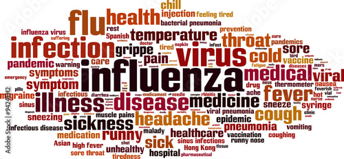 Influenza word cloud concept. Vector illustration