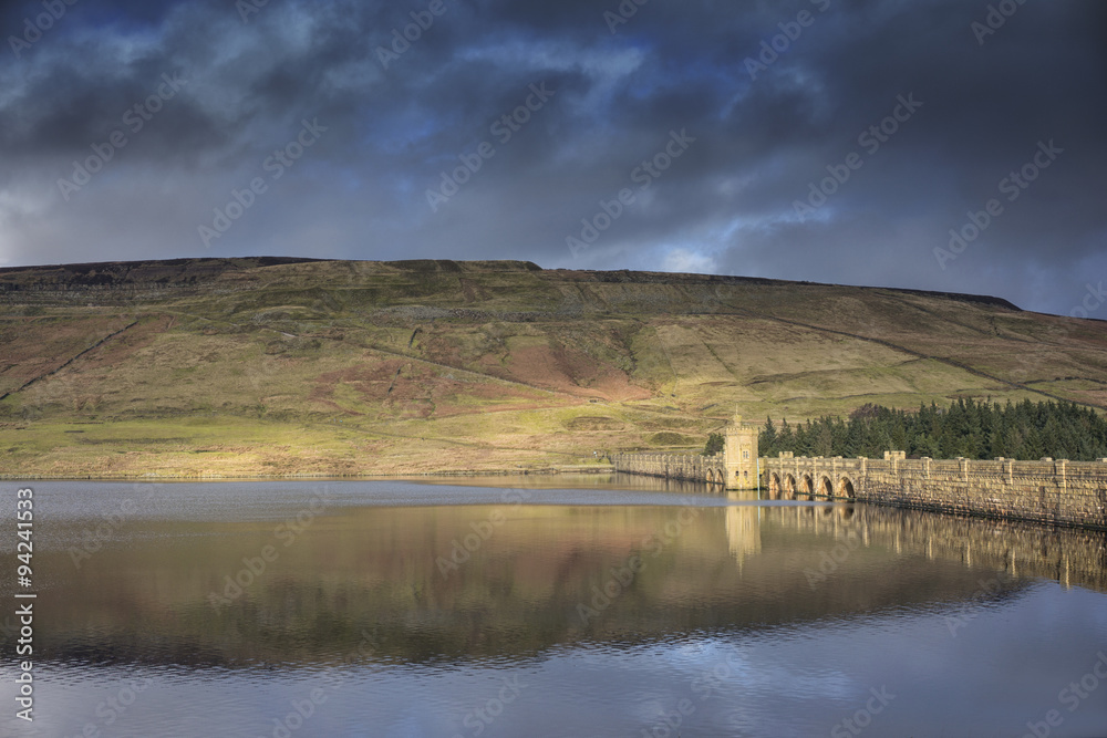 Scarhouse Water reservoir in North Yorkshire, United Kingdom.
