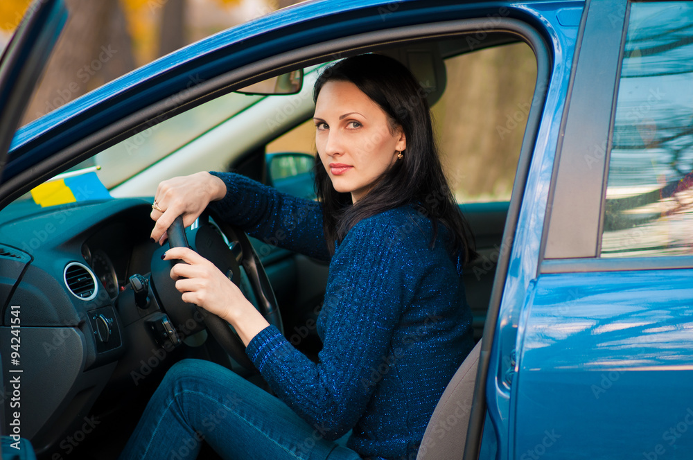 Succesful woman with brand new car Succesful woman with brand new car