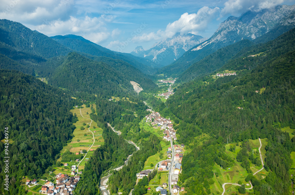 Naklejka premium Aerial view on Prato Carnico