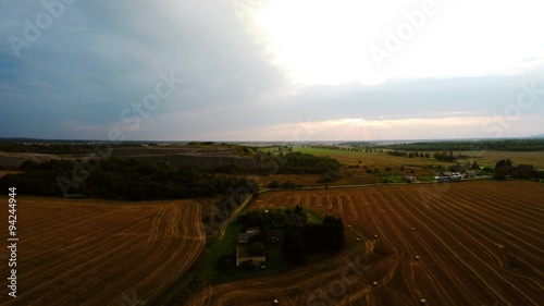 Flying over the fields. Nature landscape. Aerial foootage photo