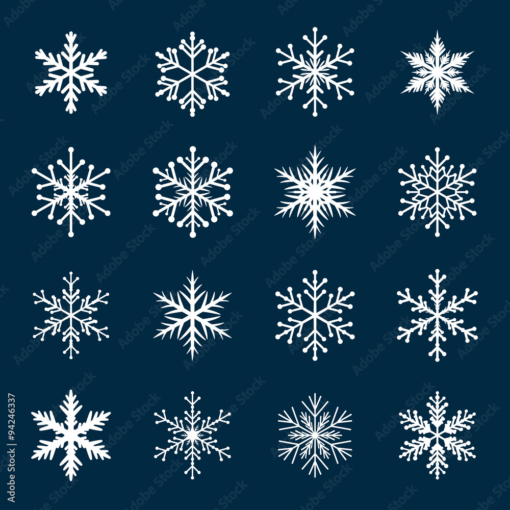 Collection of White Snowflakes. Collection of White Snowflakes.