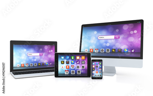 laptop, tablet, desktop, smartphone, app screen