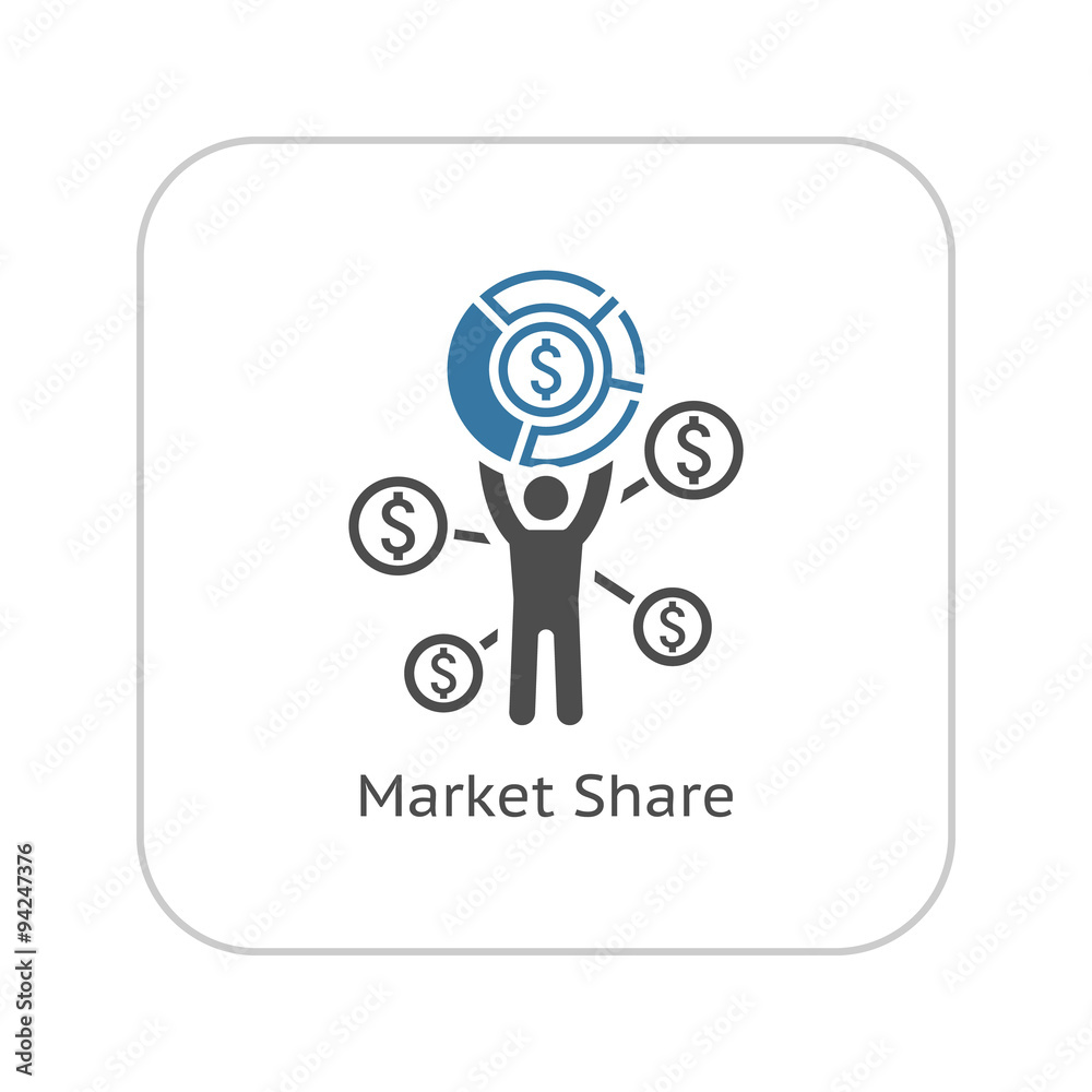 Market Share Icon. Business Concept. Flat Design. Market Share Icon. Business Concept. Flat Design.