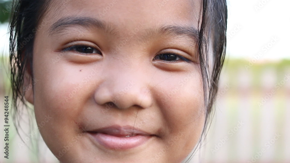 Close up Asian teen emotion face happy and smile Close up Asian teen emotion face happy and smile