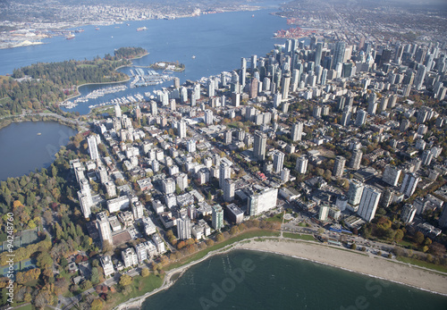 West Downtown Vancouver - Aerial View looking to North Shore photo