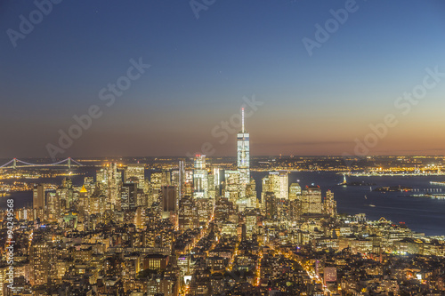 skyline of  New York by night
