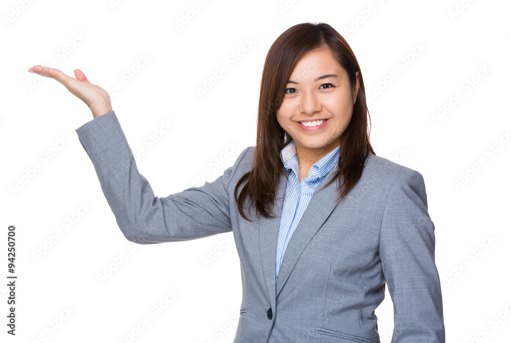 Aisan Businesswoman with hand showing blank sign Aisan Businesswoman with hand showing blank sign