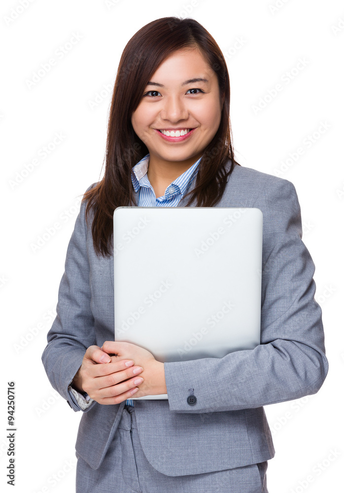 Young Businesswoman hold with laptop computer Young Businesswoman hold with laptop computer