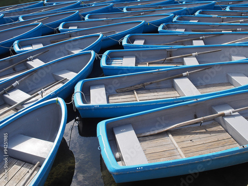 Wallpaper Mural group of blue rowboat at river Torontodigital.ca