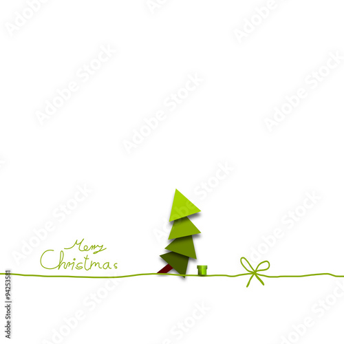 Gruß Merry Christmas Grün Schleife Baum