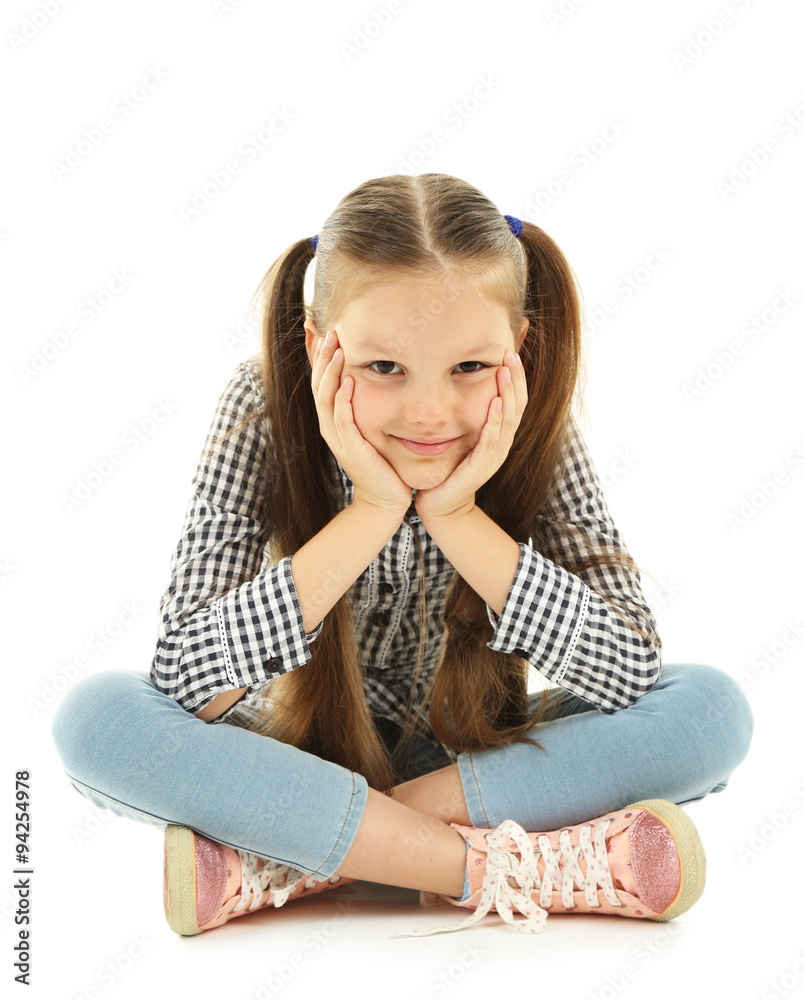 Beautiful little girl, isolated on white Beautiful little girl, isolated on white