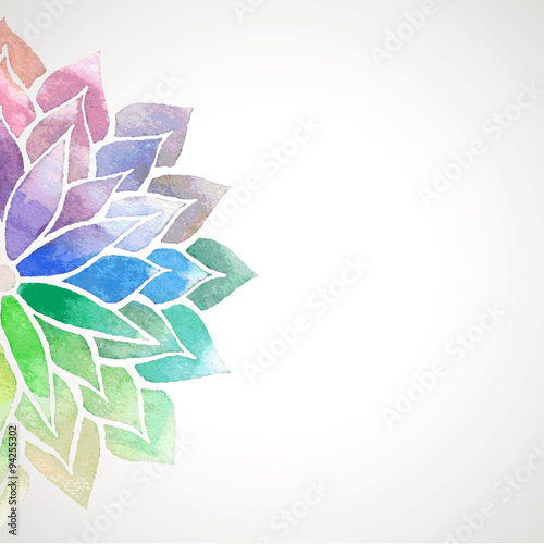 Vector rainbow watercolor painted flower on white background