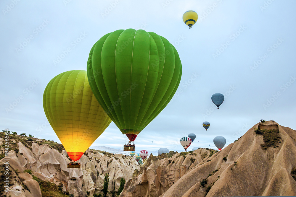 Flying balloons in Cappadocia, Turkey.
