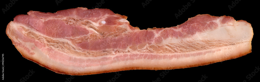 Pork Belly Bacon Rasher Isolated on Black Background Pork Belly Bacon Rasher Isolated on Black Background