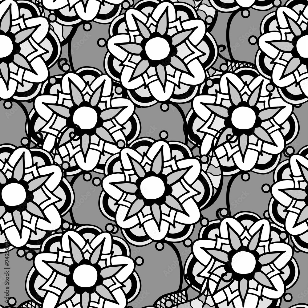 Monochrome Floral Pattern. Monochrome Floral Pattern.