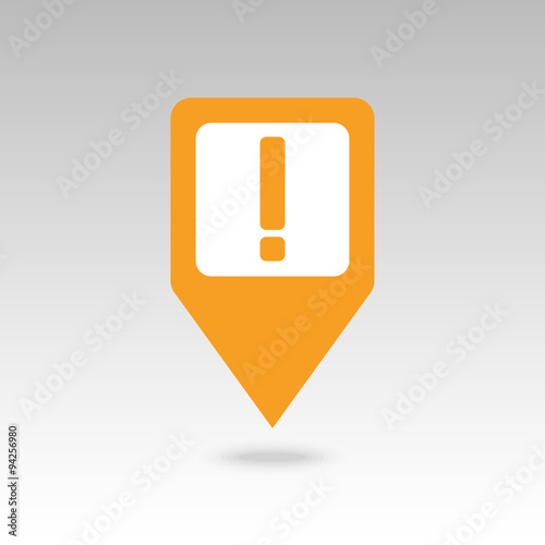 Warning attention, exclamation mark pin map icon