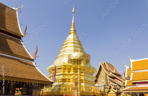 Phra thart doisuthep temple with blue sky Chiangmai province Thailand 