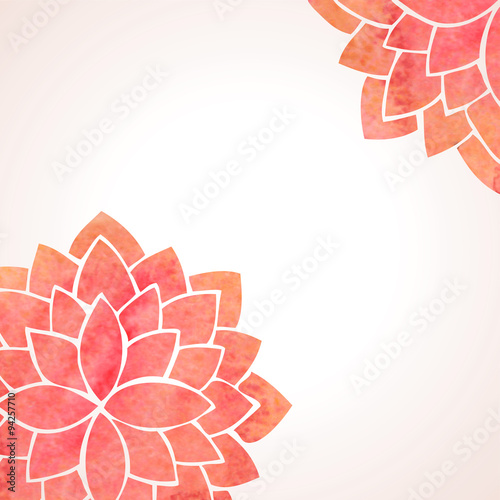 Watercolor red flower patterns. Vector background