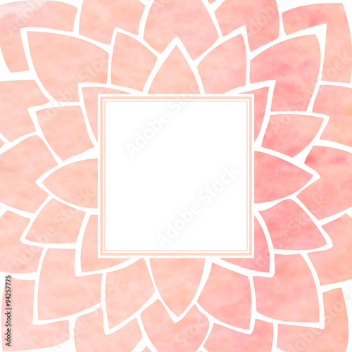 Watercolor pink floral frame. Vector illustration