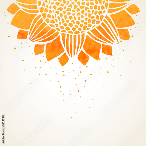Fototapeta Naklejka Na Ścianę i Meble -  Vector illustration with watercolor sunflower