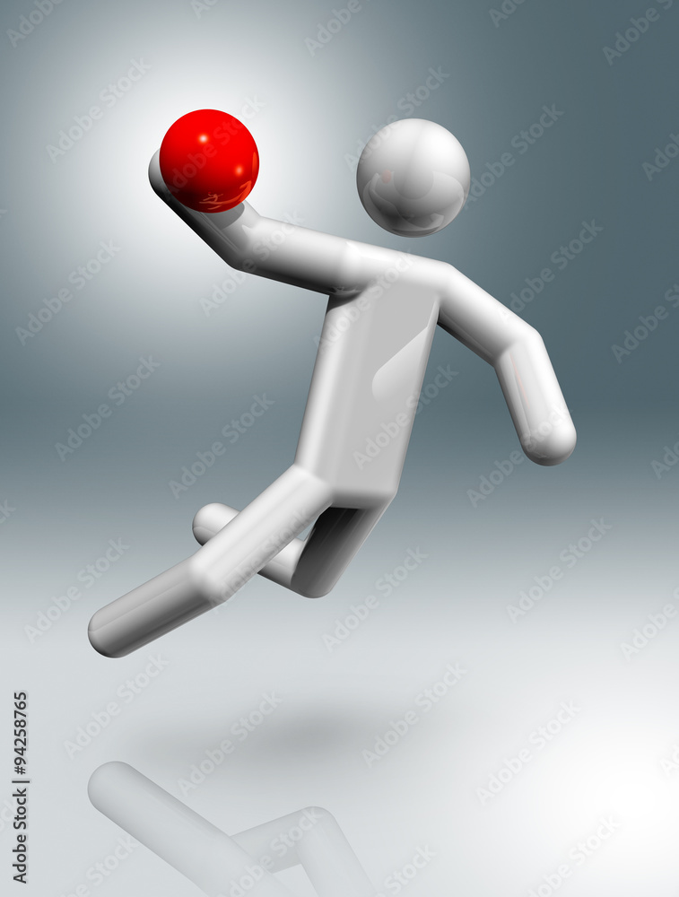Handball 3D symbol, Olympic sports Handball 3D symbol, Olympic sports
