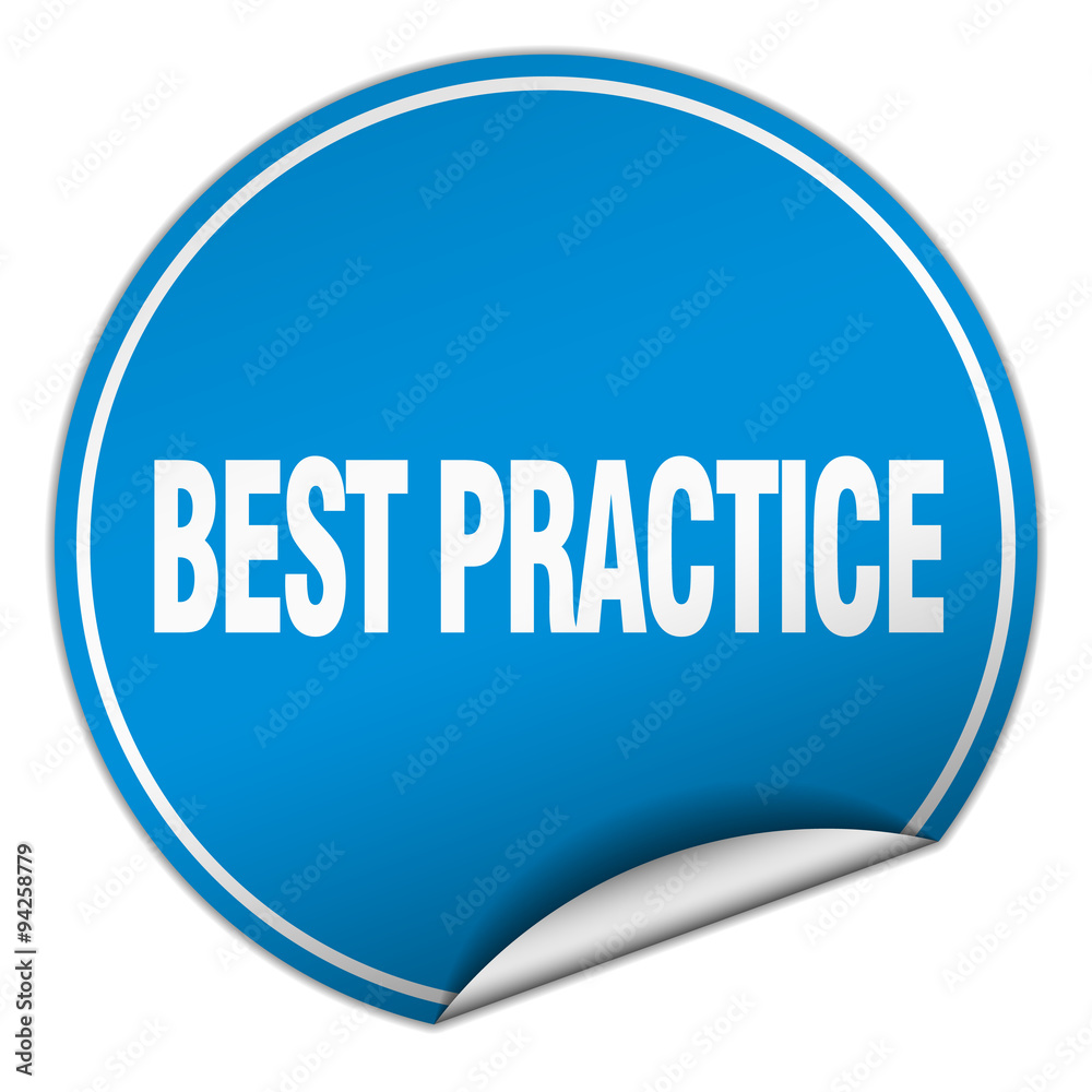 best practice round blue sticker isolated on white best practice round blue sticker isolated on white