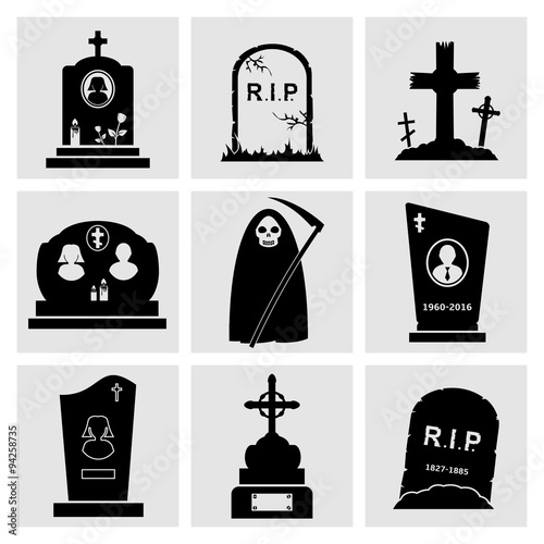 Gravestone icons set