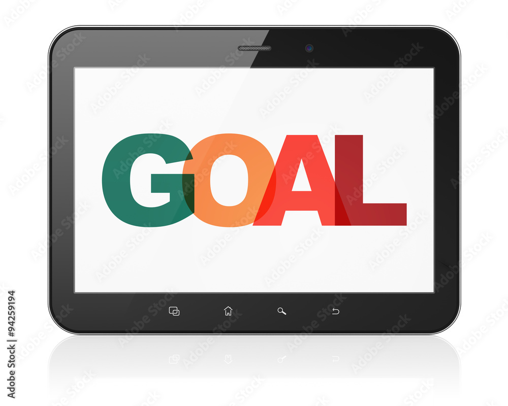 Advertising concept: Tablet Computer with Goal on  display