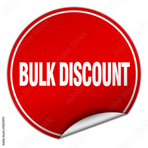 bulk discount round red sticker isolated on white