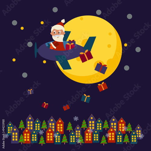 Wallpaper Mural Christmas card with Santa Claus Torontodigital.ca