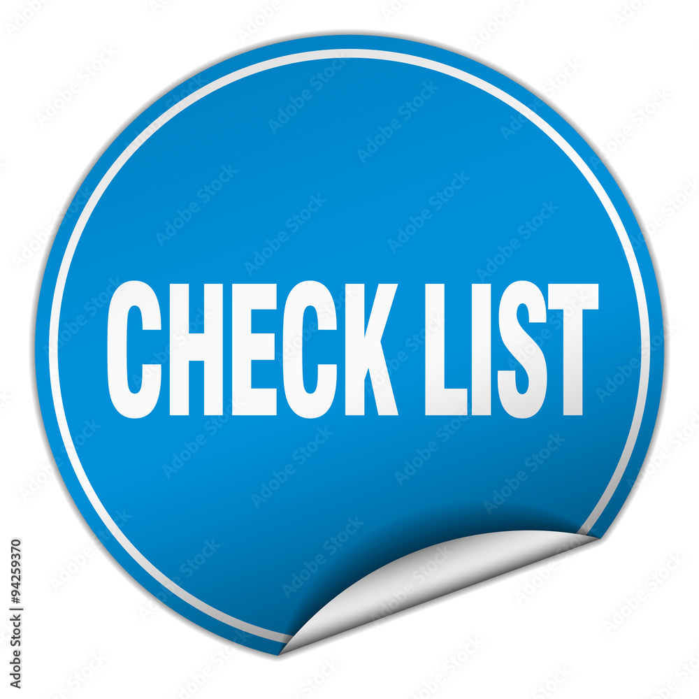 check list round blue sticker isolated on white check list round blue sticker isolated on white