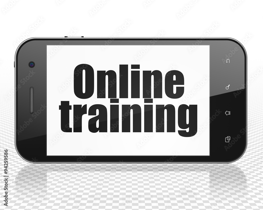 Learning concept: Smartphone with Online Training on display Learning concept: Smartphone with Online Training on display