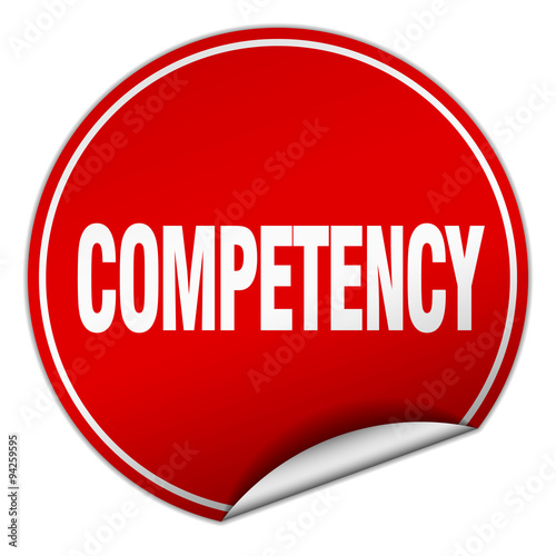 competency round red sticker isolated on white