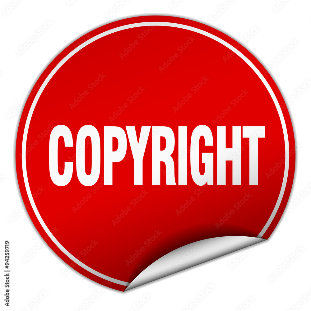 copyright round red sticker isolated on white copyright round red sticker isolated on white