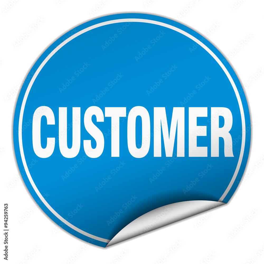 customer round blue sticker isolated on white customer round blue sticker isolated on white
