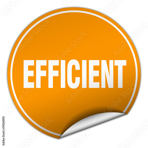 efficient round orange sticker isolated on white