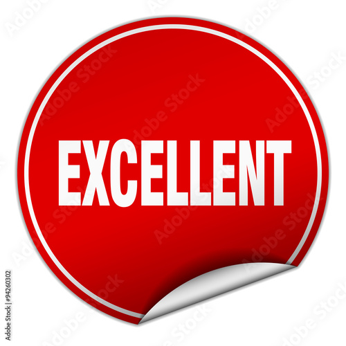 excellent round red sticker isolated on white