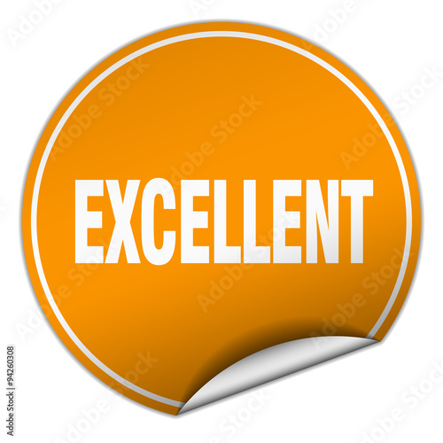 excellent round orange sticker isolated on white