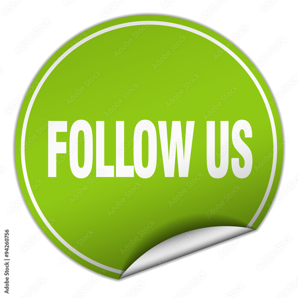 follow us round green sticker isolated on white follow us round green sticker isolated on white